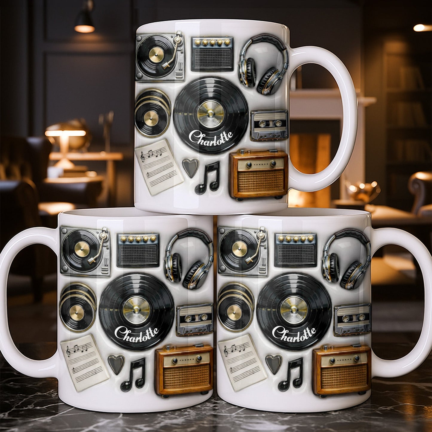 Celebrate Your Love for Classic Music Featuring Vintage Audio Equipment - Personalized Custom Coffee Mug - HOB029_MG