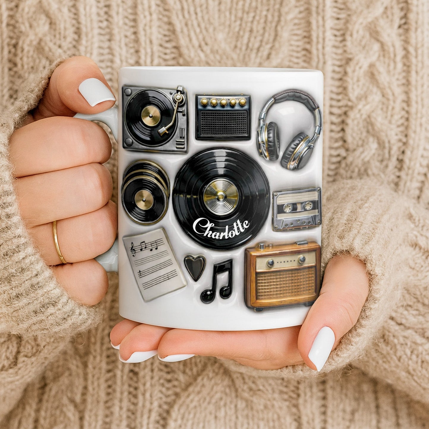 Celebrate Your Love for Classic Music Featuring Vintage Audio Equipment - Personalized Custom Coffee Mug - HOB029_MG