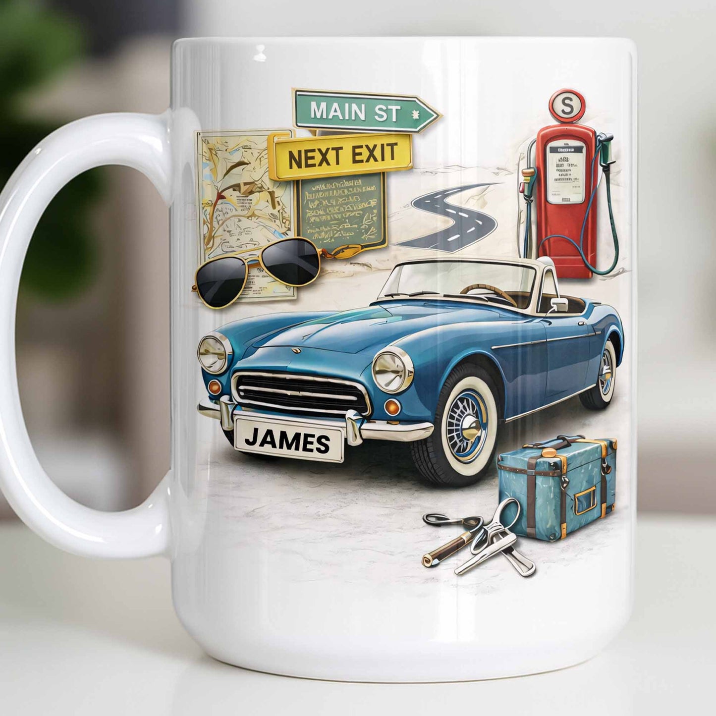 Main St Next Exit Vintage Car Design - Personalized Custom Coffee Mug - HOB031_MG