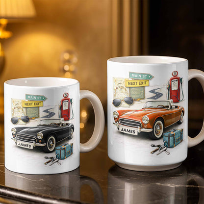 Main St Next Exit Vintage Car Design - Personalized Custom Coffee Mug - HOB031_MG