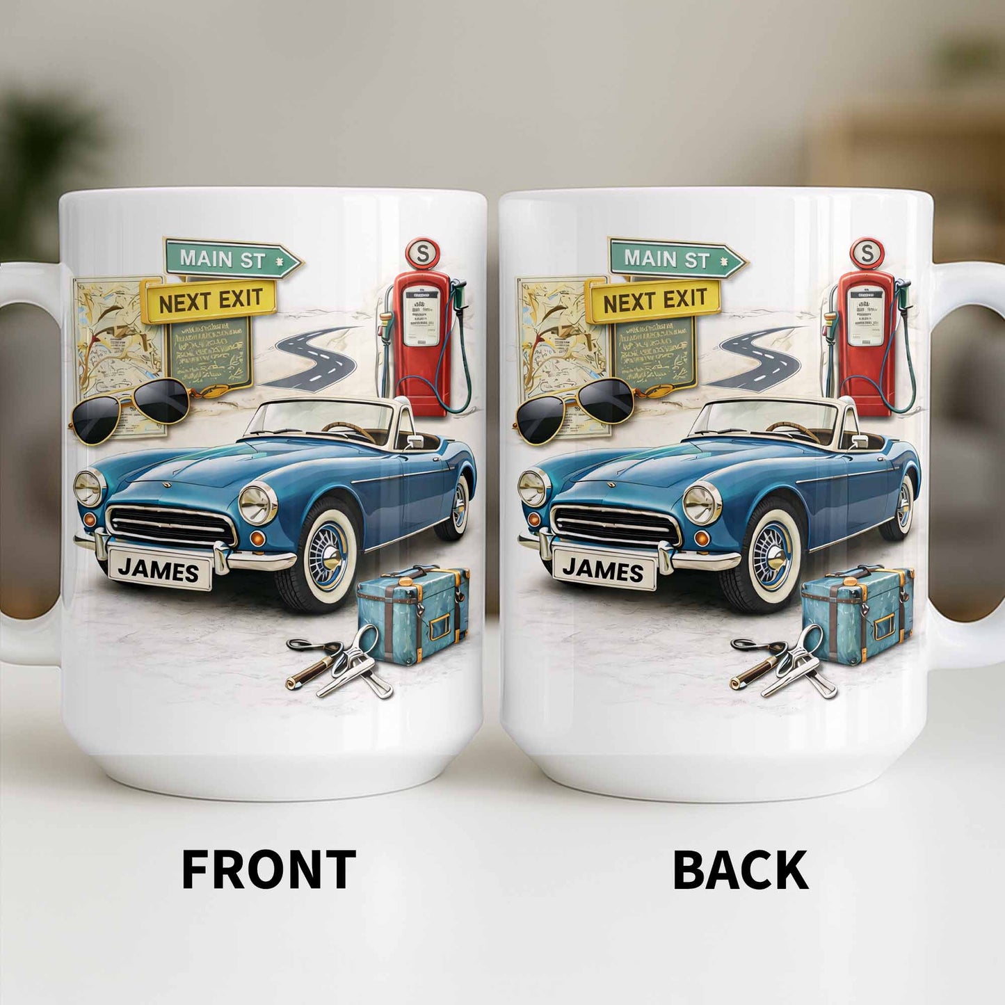 Main St Next Exit Vintage Car Design - Personalized Custom Coffee Mug - HOB031_MG