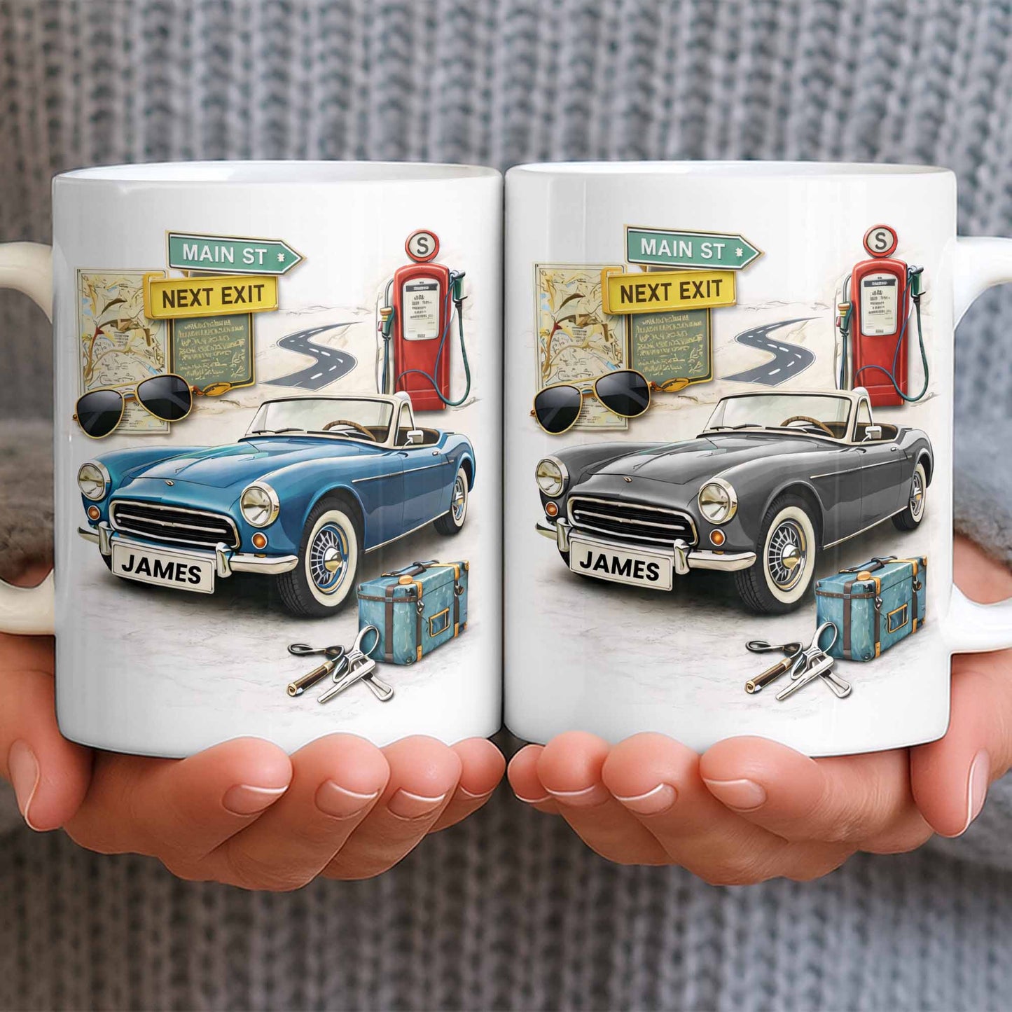 Main St Next Exit Vintage Car Design - Personalized Custom Coffee Mug - HOB031_MG