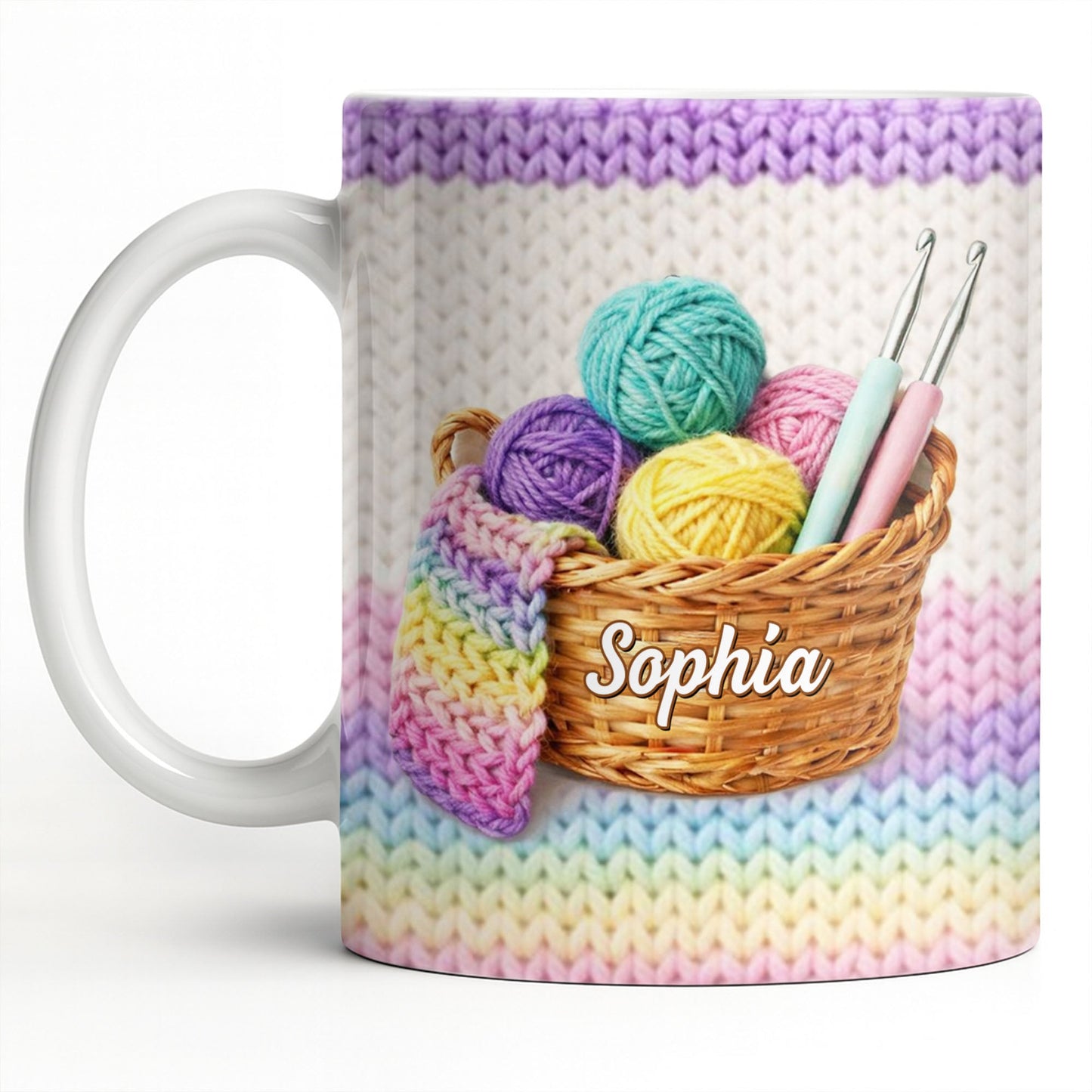 Celebrate Creativity with Vibrant Yarn Balls and Crochet - Personalized Custom Coffee Mug - HOB032_MG