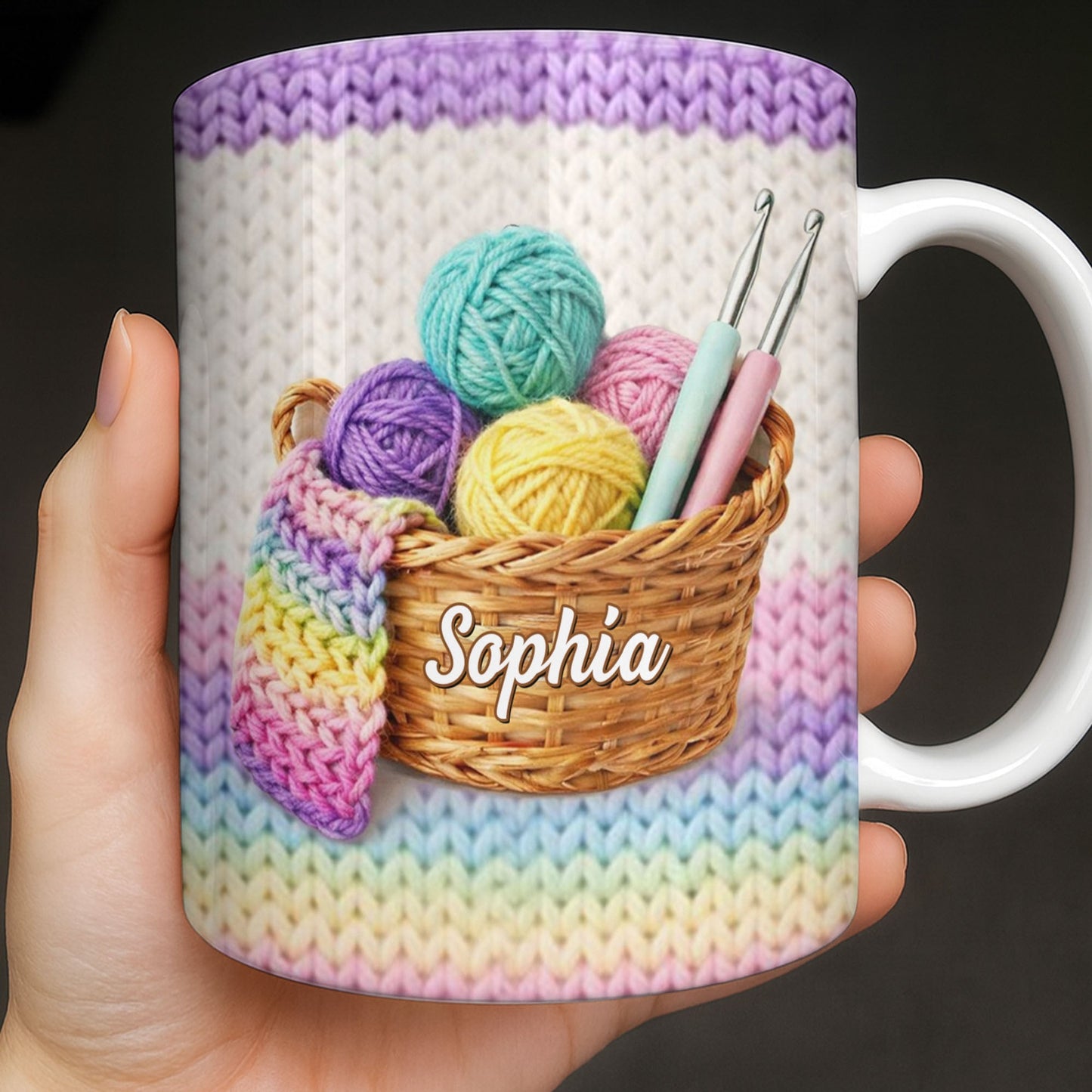 Celebrate Creativity with Vibrant Yarn Balls and Crochet - Personalized Custom Coffee Mug - HOB032_MG