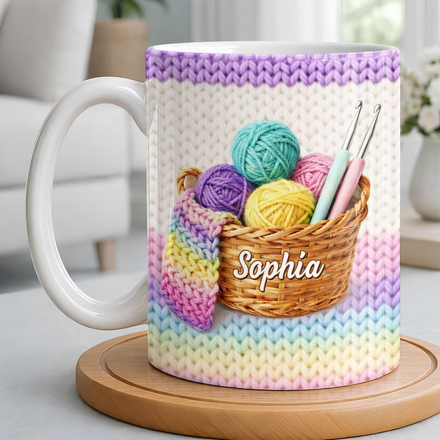 Celebrate Creativity with Vibrant Yarn Balls and Crochet - Personalized Custom Coffee Mug - HOB032_MG