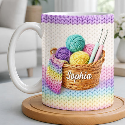 Celebrate Creativity with Vibrant Yarn Balls and Crochet - Personalized Custom Coffee Mug - HOB032_MG