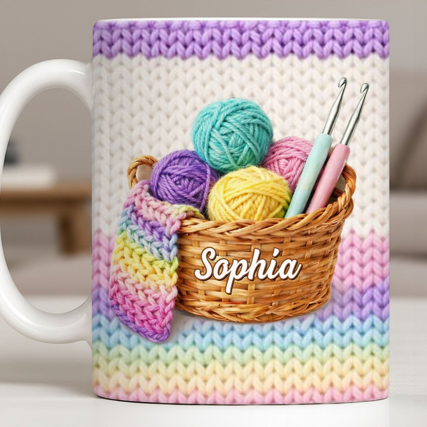 Celebrate Creativity with Vibrant Yarn Balls and Crochet - Personalized Custom Coffee Mug - HOB032_MG