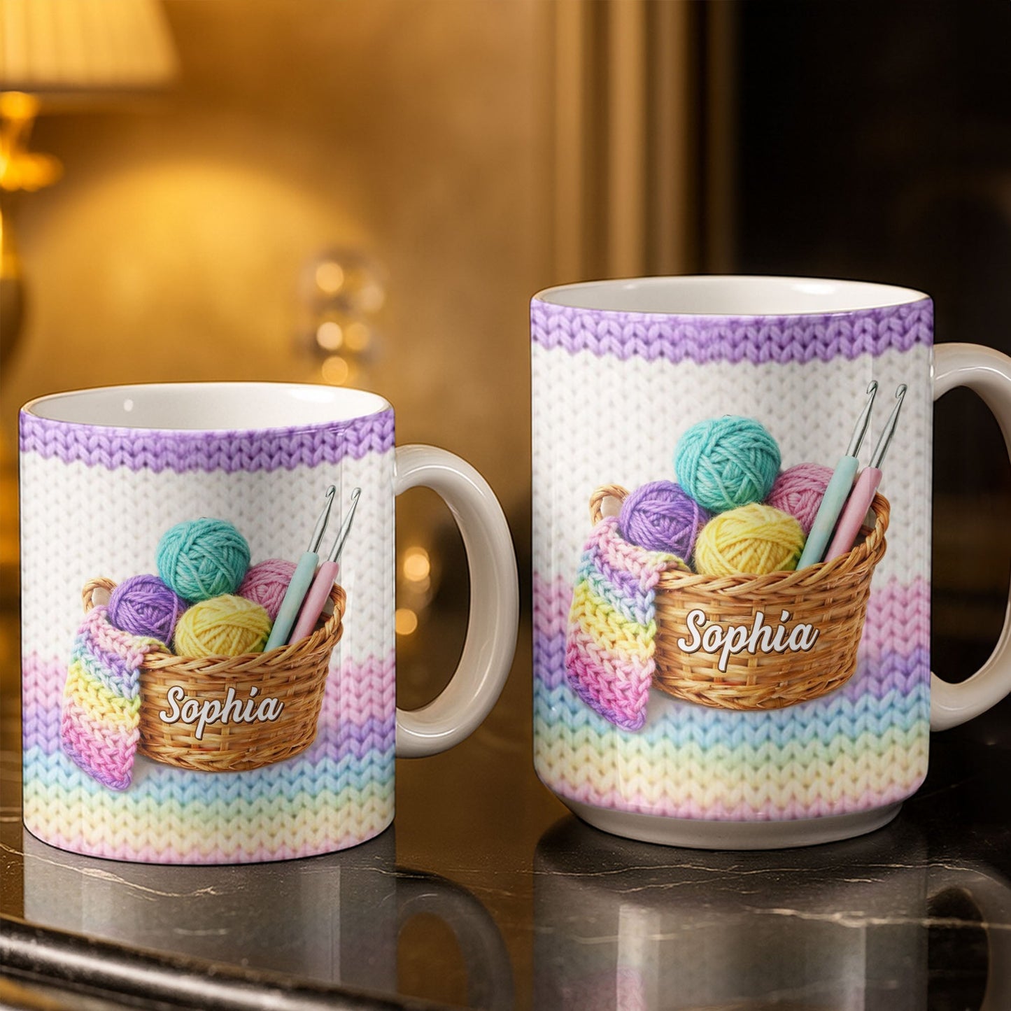 Celebrate Creativity with Vibrant Yarn Balls and Crochet - Personalized Custom Coffee Mug - HOB032_MG