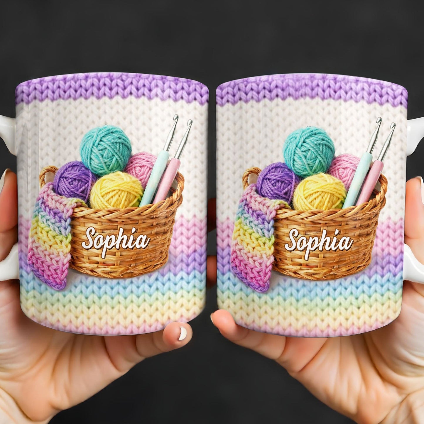 Celebrate Creativity with Vibrant Yarn Balls and Crochet - Personalized Custom Coffee Mug - HOB032_MG