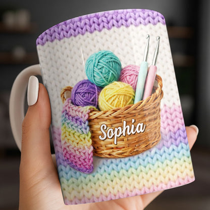 Celebrate Creativity with Vibrant Yarn Balls and Crochet - Personalized Custom Coffee Mug - HOB032_MG