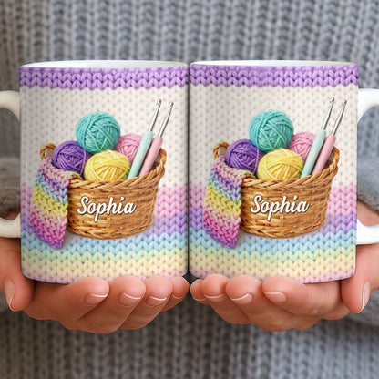 Celebrate Creativity with Vibrant Yarn Balls and Crochet - Personalized Custom Coffee Mug - HOB032_MG