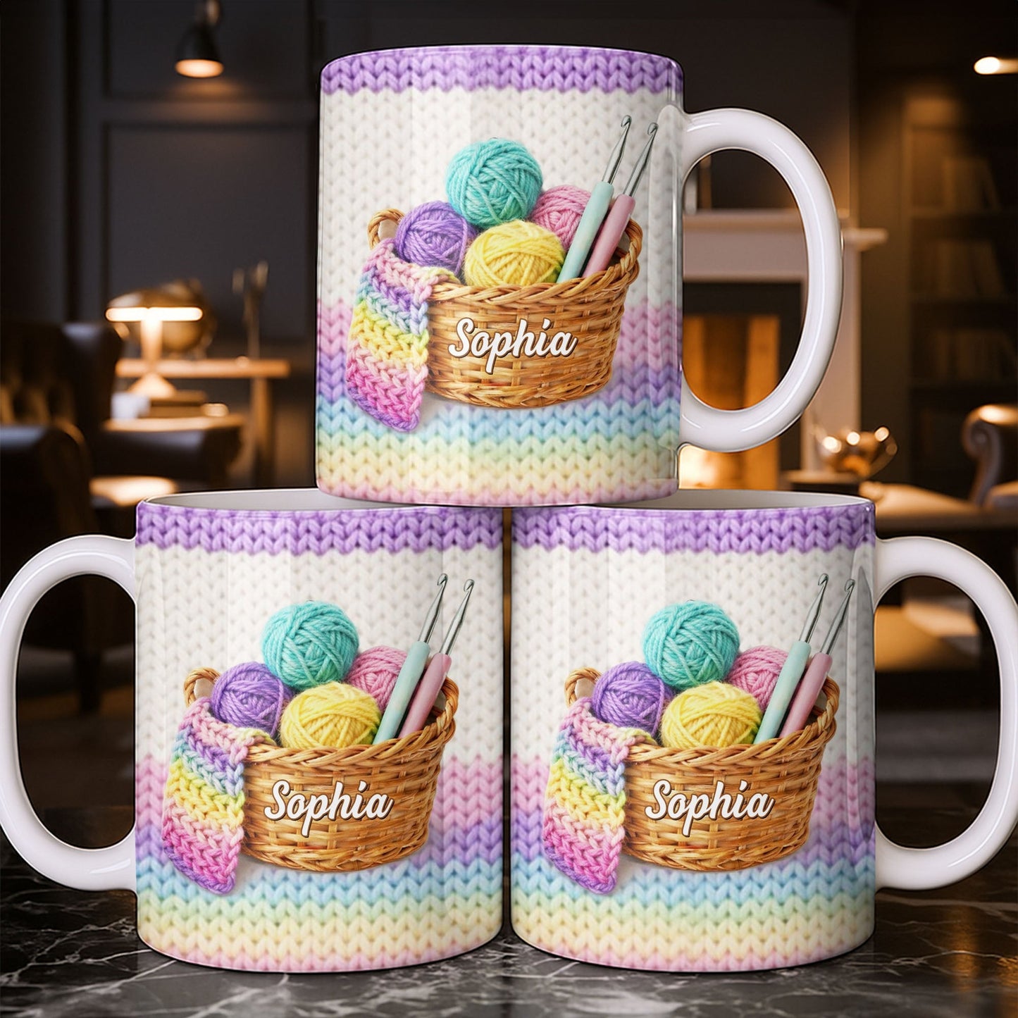 Celebrate Creativity with Vibrant Yarn Balls and Crochet - Personalized Custom Coffee Mug - HOB032_MG