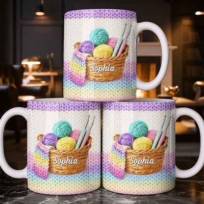 Celebrate Creativity with Vibrant Yarn Balls and Crochet - Personalized Custom Coffee Mug - HOB032_MG