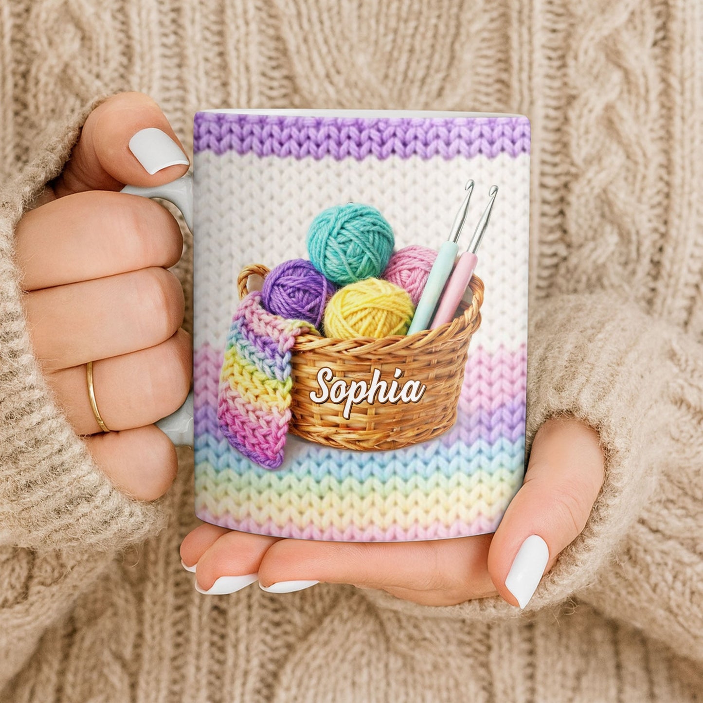 Celebrate Creativity with Vibrant Yarn Balls and Crochet - Personalized Custom Coffee Mug - HOB032_MG