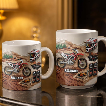 Customize Your Passion For Motocross With Dirt Bike And Gear - Personalized Custom Coffee Mug - HOB033_MG