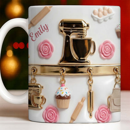 Personalize With Favorite Kitchen Gadgets And Flowers - Personalized Custom Coffee Mug - HOB034_MG
