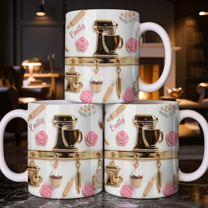 Personalize With Favorite Kitchen Gadgets And Flowers - Personalized Custom Coffee Mug - HOB034_MG
