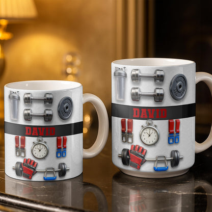 Customize With Your Special Name And Fitness Gear - Personalized Custom Coffee Mug - HOB035_MG