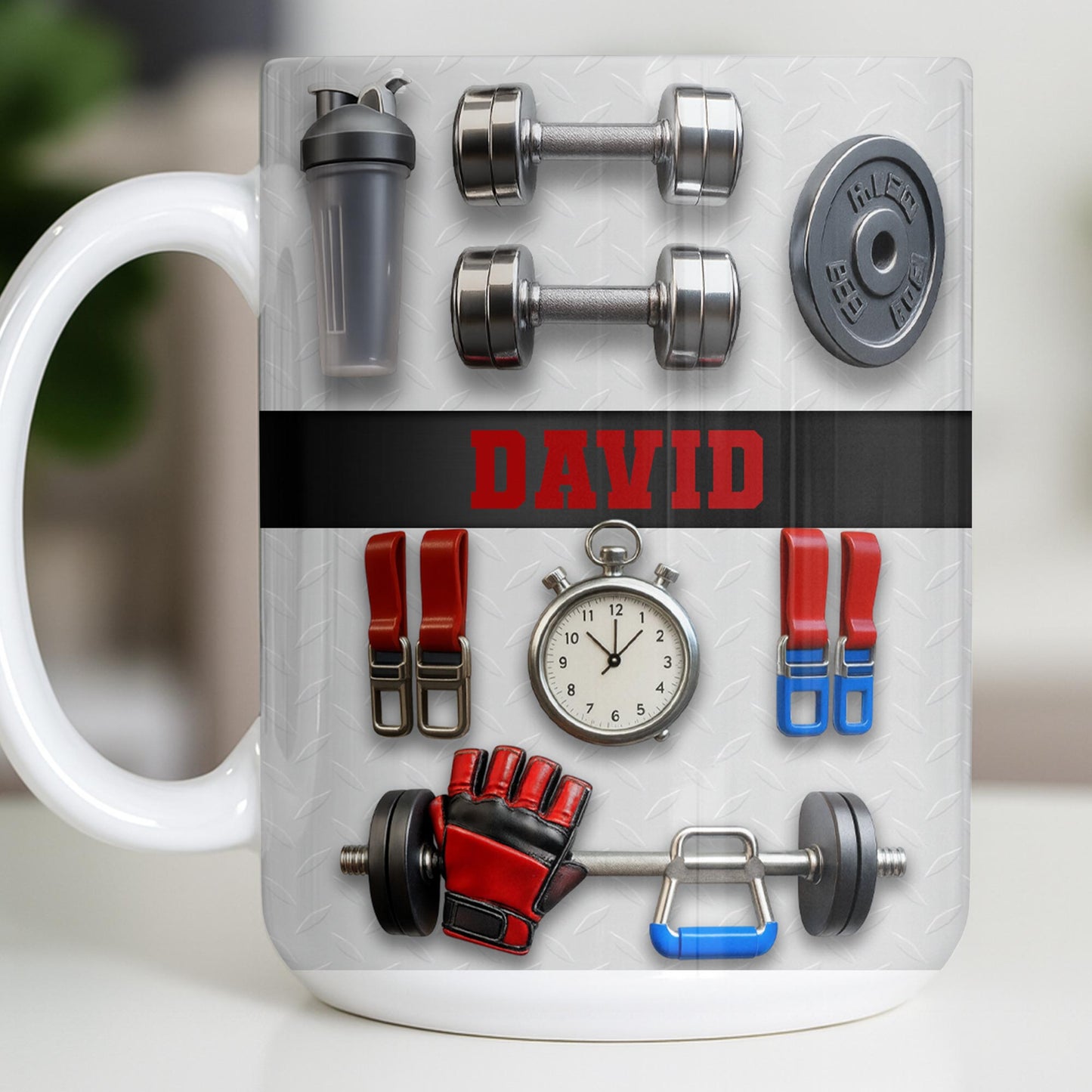 Customize With Your Special Name And Fitness Gear - Personalized Custom Coffee Mug - HOB035_MG