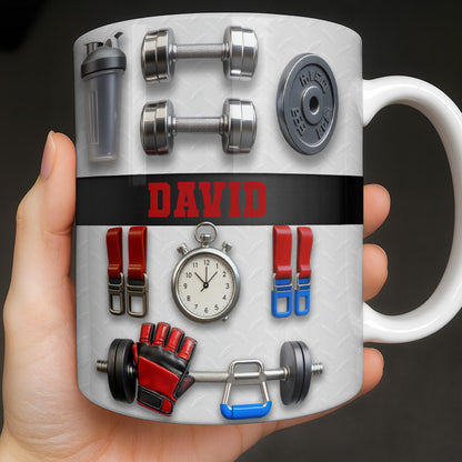 Customize With Your Special Name And Fitness Gear - Personalized Custom Coffee Mug - HOB035_MG