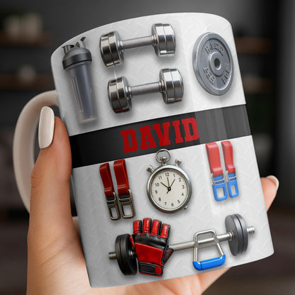Customize With Your Special Name And Fitness Gear - Personalized Custom Coffee Mug - HOB035_MG