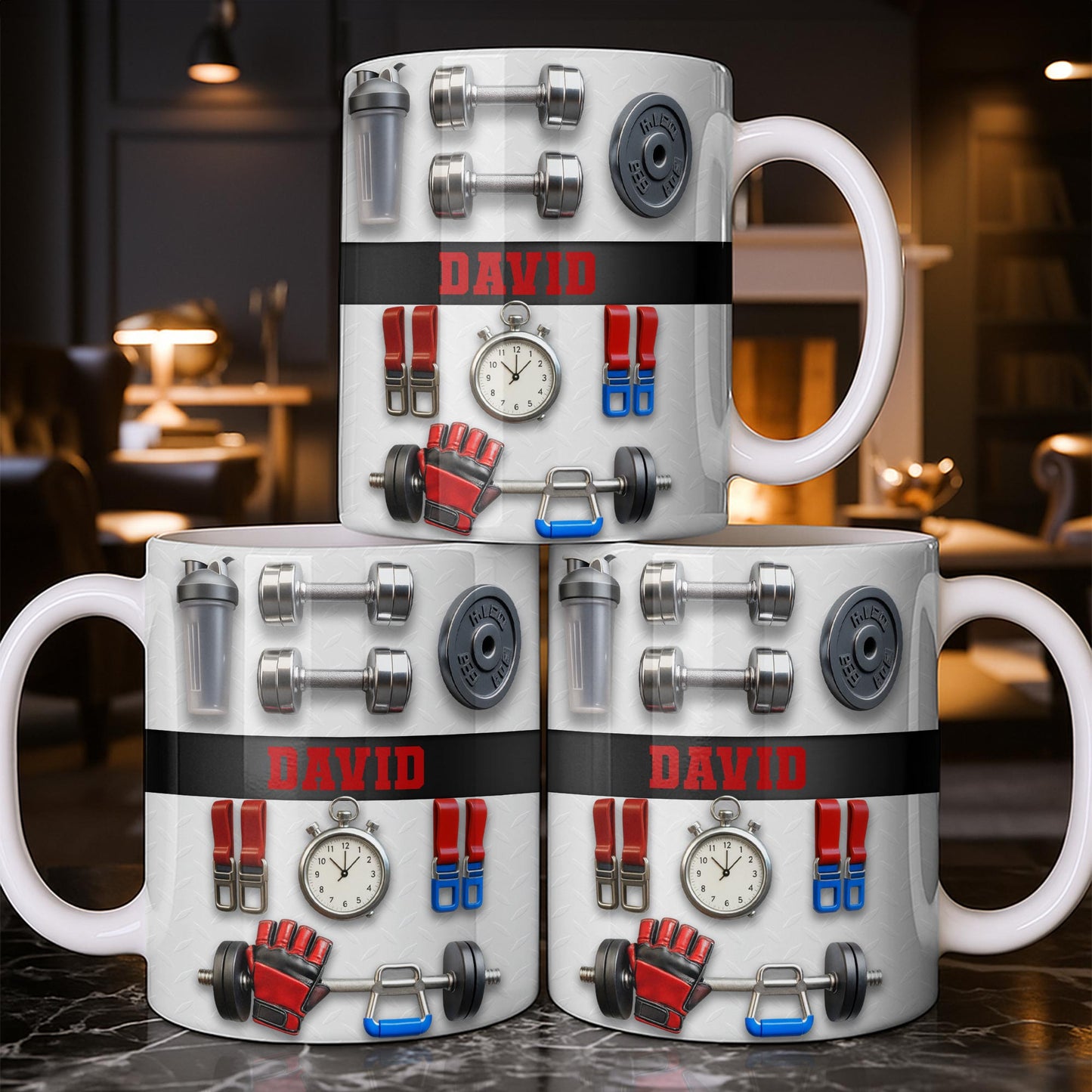 Customize With Your Special Name And Fitness Gear - Personalized Custom Coffee Mug - HOB035_MG