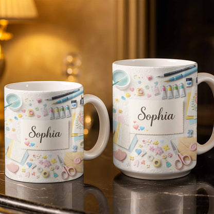 Bring Creativity Into Every Sip With Paint Tubes And Scissors Design - Personalized Custom Coffee Mug - HOB037_MG