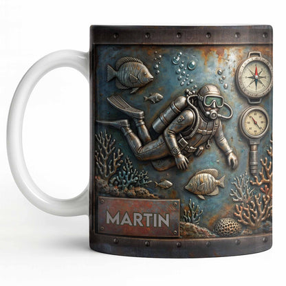 Explore The Ocean's Beauty With Steampunk Diver Art - Personalized Custom Coffee Mug - HOB039_MG