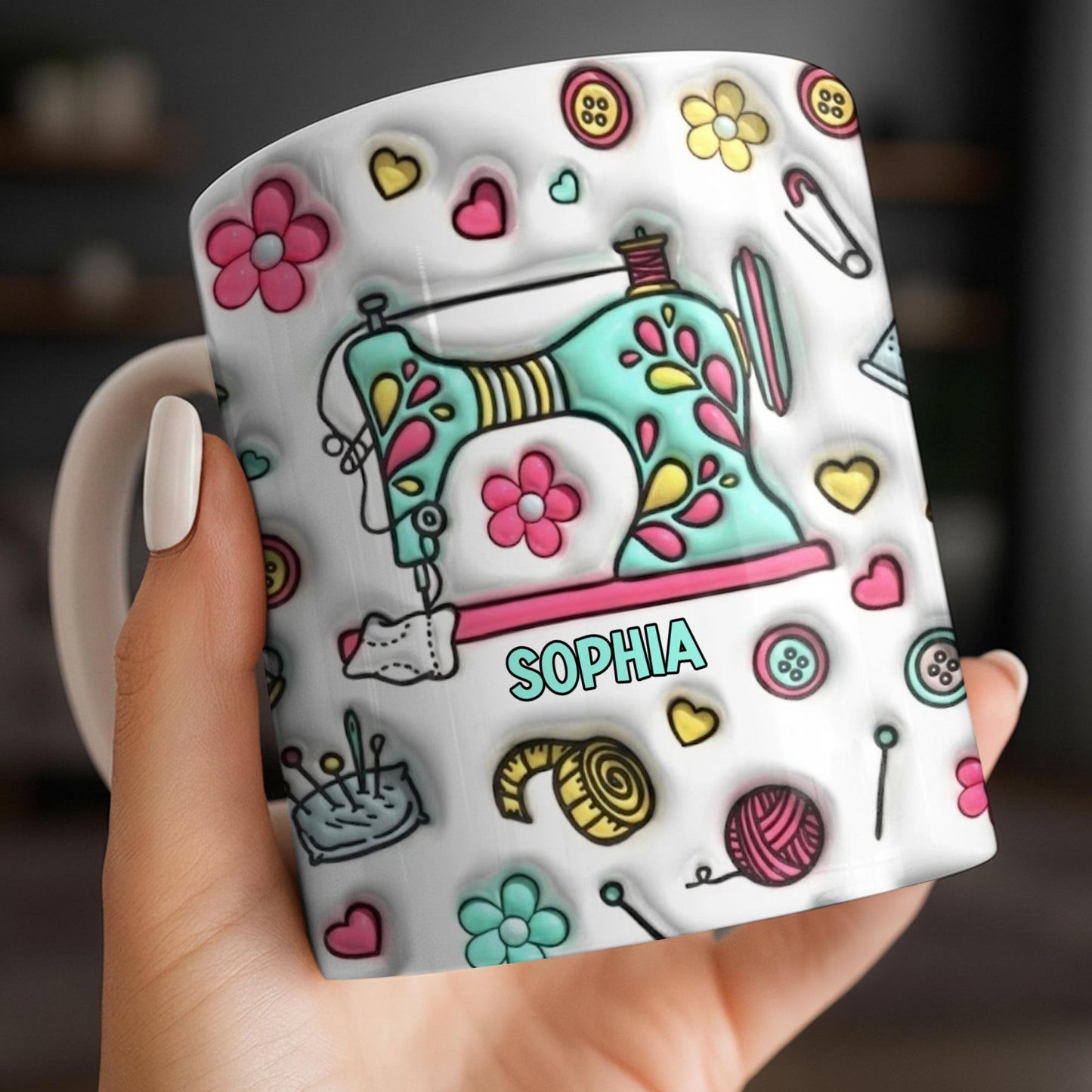 Celebrate Your Creativity With A Personalized Sewing Themed Design - Personalized Custom Coffee Mug - HOB040_MG