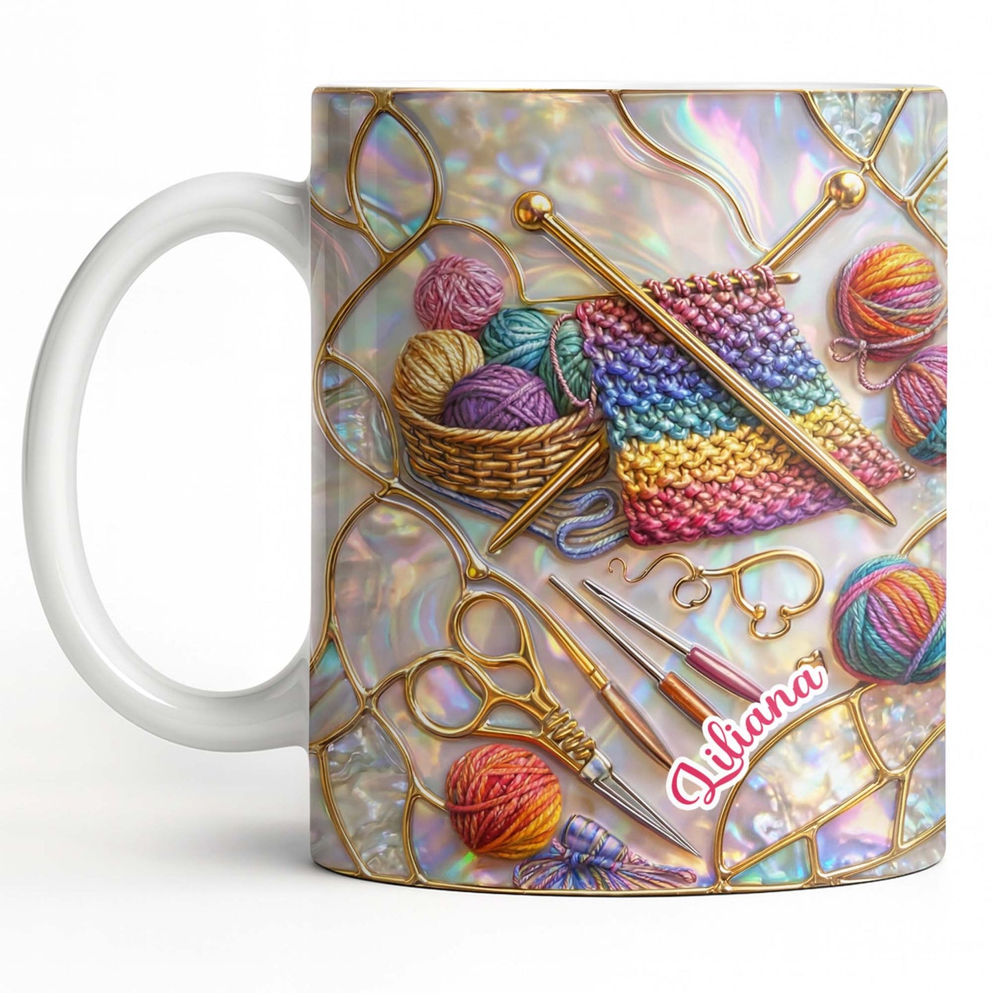 Personalized Crochet Lover's Delight With Yarn And Knitting Needles - Personalized Custom Coffee Mug - HOB042_MG