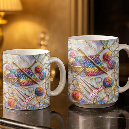 Personalized Crochet Lover's Delight With Yarn And Knitting Needles - Personalized Custom Coffee Mug - HOB042_MG