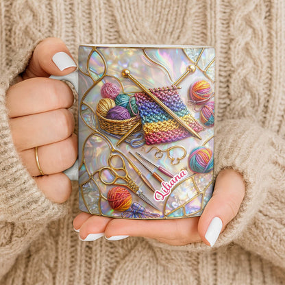 Personalized Crochet Lover's Delight With Yarn And Knitting Needles - Personalized Custom Coffee Mug - HOB042_MG