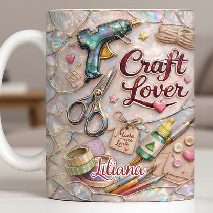 Craft Lover, Made With Love, Glue Gun And Scissors - Personalized Custom Coffee Mug - HOB045_MG