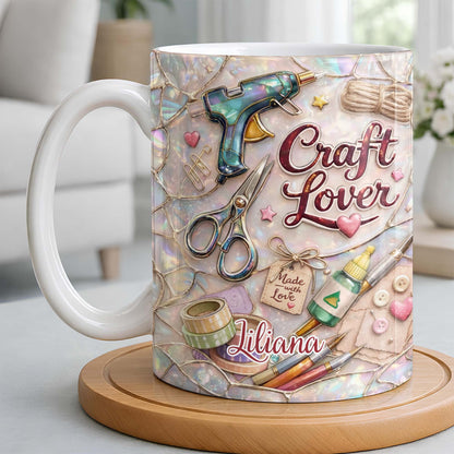 Craft Lover, Made With Love, Glue Gun And Scissors - Personalized Custom Coffee Mug - HOB045_MG