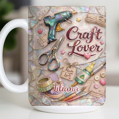 Craft Lover, Made With Love, Glue Gun And Scissors - Personalized Custom Coffee Mug - HOB045_MG