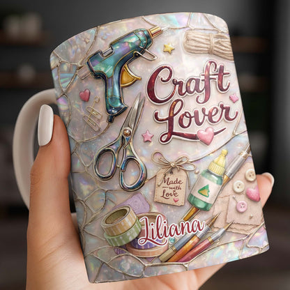 Craft Lover, Made With Love, Glue Gun And Scissors - Personalized Custom Coffee Mug - HOB045_MG