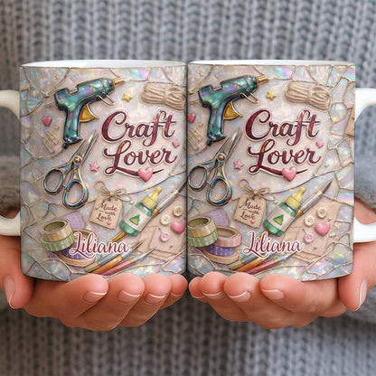 Craft Lover, Made With Love, Glue Gun And Scissors - Personalized Custom Coffee Mug - HOB045_MG