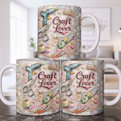 Craft Lover, Made With Love, Glue Gun And Scissors - Personalized Custom Coffee Mug - HOB045_MG