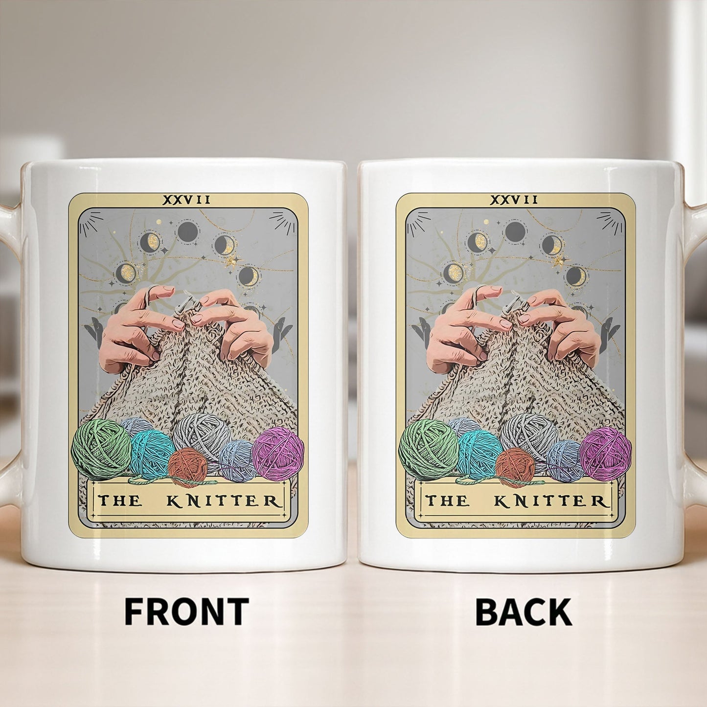 The Knitter Tarot Card Style With Yarn Balls - Personalized Custom Coffee Mug - HOB055_MG