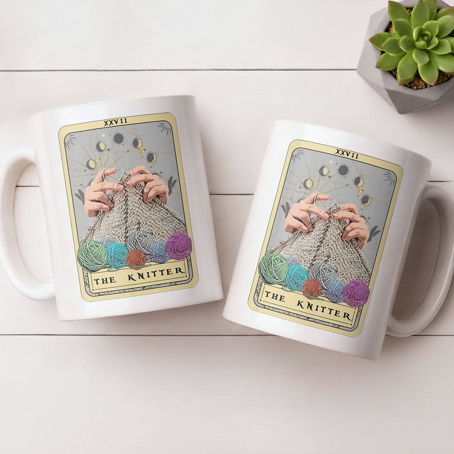 The Knitter Tarot Card Style With Yarn Balls - Personalized Custom Coffee Mug - HOB055_MG