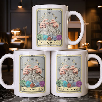 The Knitter Tarot Card Style With Yarn Balls - Personalized Custom Coffee Mug - HOB055_MG