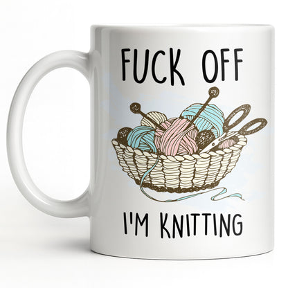 Eff Off, I'm Knitting, Fun Illustrated Design - Personalized Custom Coffee Mug - HOB056_MG