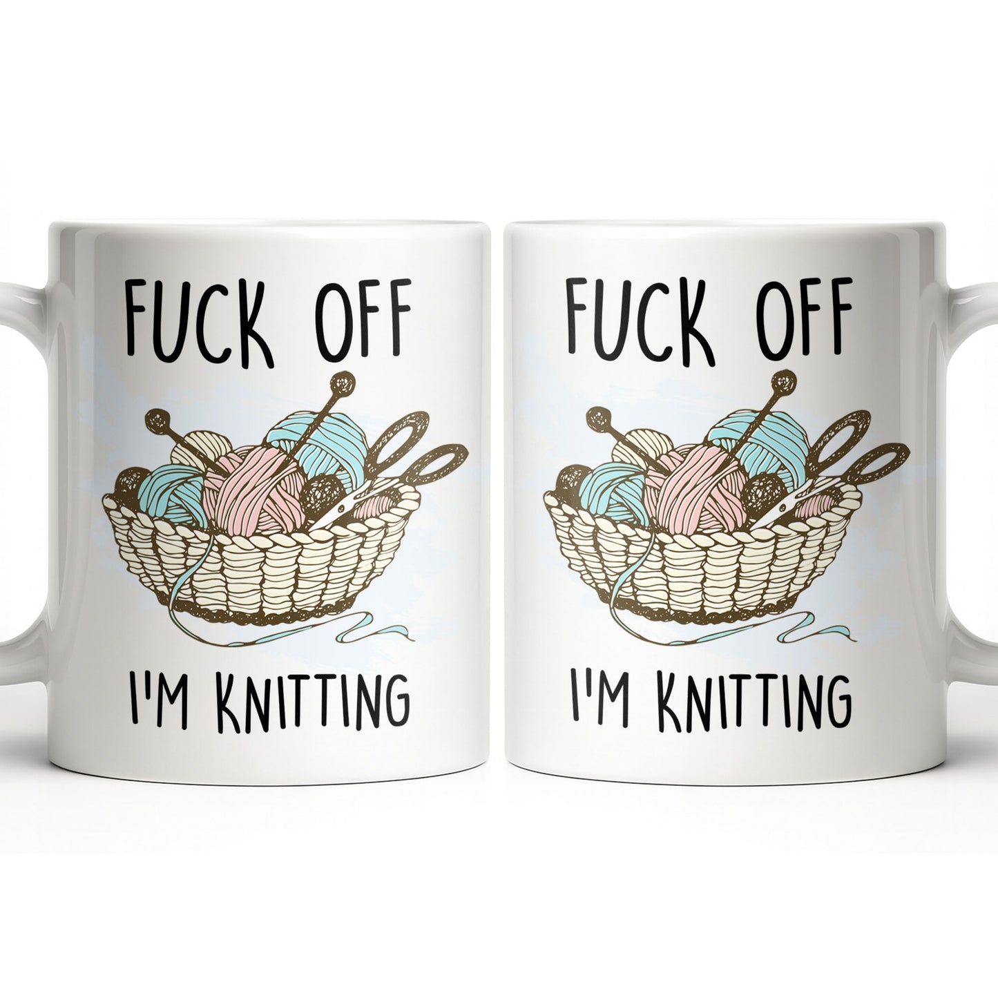 Eff Off, I'm Knitting, Fun Illustrated Design - Personalized Custom Coffee Mug - HOB056_MG
