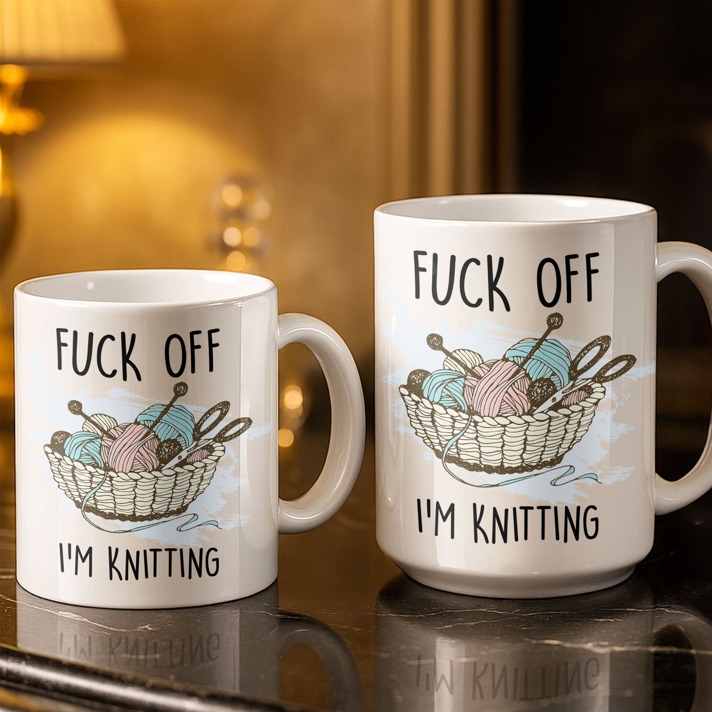 Eff Off, I'm Knitting, Fun Illustrated Design - Personalized Custom Coffee Mug - HOB056_MG