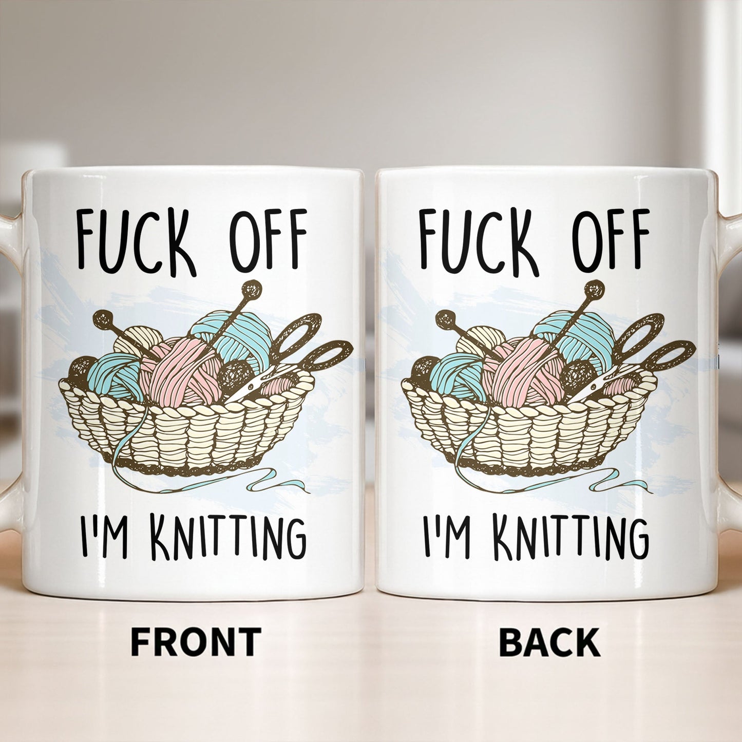 Eff Off, I'm Knitting, Fun Illustrated Design - Personalized Custom Coffee Mug - HOB056_MG