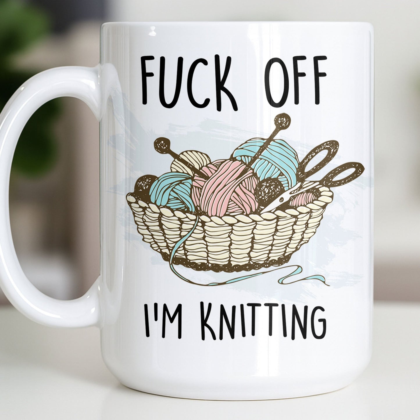 Eff Off, I'm Knitting, Fun Illustrated Design - Personalized Custom Coffee Mug - HOB056_MG