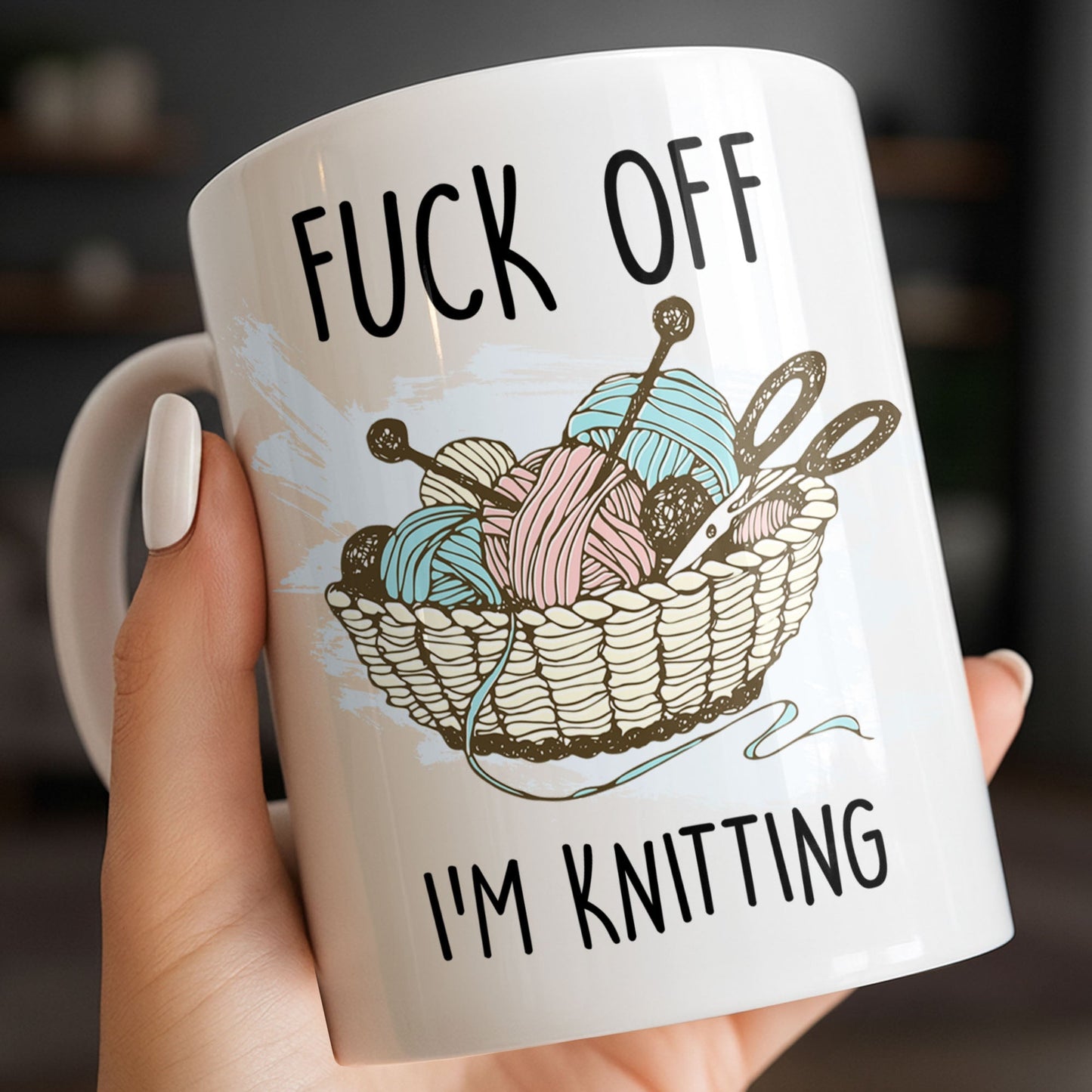 Eff Off, I'm Knitting, Fun Illustrated Design - Personalized Custom Coffee Mug - HOB056_MG