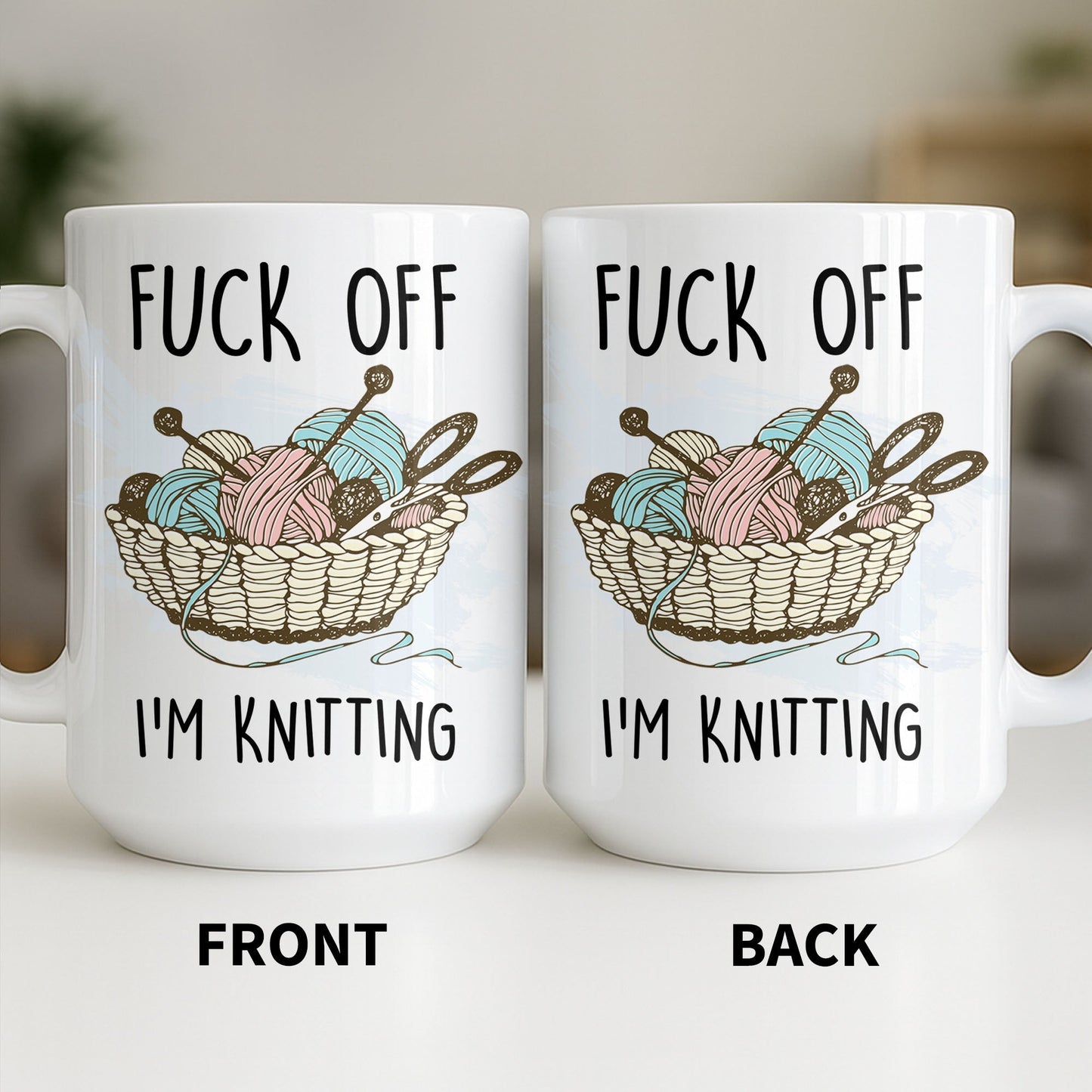 Eff Off, I'm Knitting, Fun Illustrated Design - Personalized Custom Coffee Mug - HOB056_MG