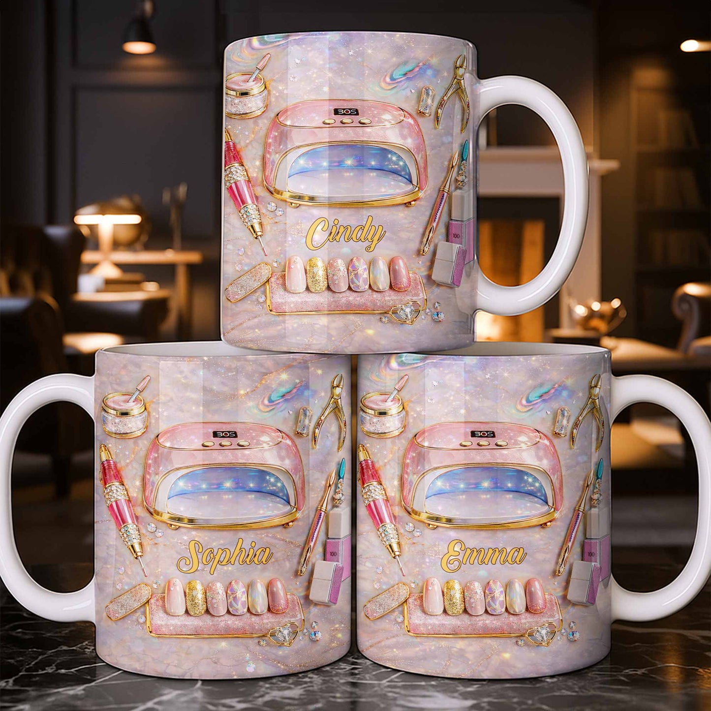 Stylish Nail Art Accessories Design - Personalized Custom Coffee Mug - HOB058_MG