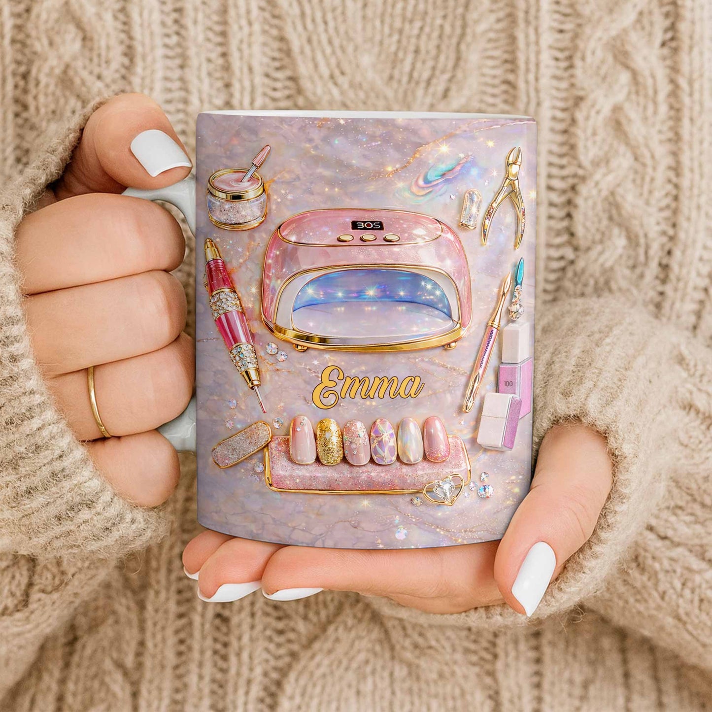 Stylish Nail Art Accessories Design - Personalized Custom Coffee Mug - HOB058_MG